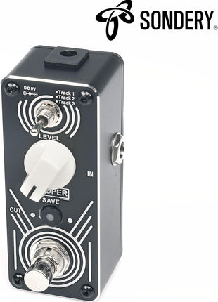 Sondery Looper Pedal Triple Loop, Each Track 30 Minutes Looping Time, Access to Upload/Download Music Files Via Enclosed USB Cable from/to Each Track, Unlimited Overdubs Undo/Redo, True Bypass