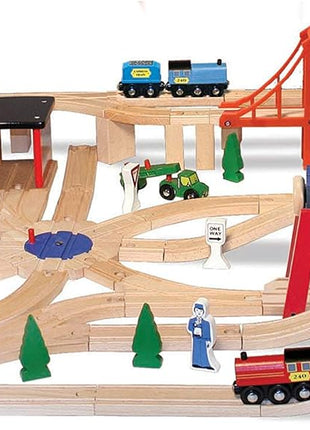 Melissa & Doug Wooden Railway Set, 130 Pieces