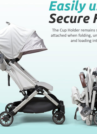 Stroller Cup Holder Fits for UPPAbaby Vista/Vista V2/Vista V3/Cruz/Cruz V2/Cruz V3/Minu/Minu V2/Minu V3/Minu Duo, Holds Different Drink Sizes, One-Hand Quick Install/Remove, Folds with Stroller