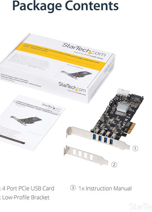 StarTech.com 4 Port USB 3.0 PCIe Card w/ 4 Dedicated 5Gbps Channels (USB 3.2 Gen 1) - UASP - SATA / LP4 Power - PCI Express Adapter Card (PEXUSB3S44V)