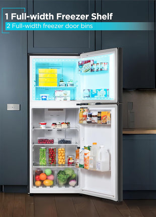 BLACK+DECKER 12.1 Cu. Ft. Top Mount Refrigerator, BR1210HB, Black | 2 Door Refrigerator with Top Freezer and Adjustable Temperature Control, Full Size for Homes and Apartments, Energy Star