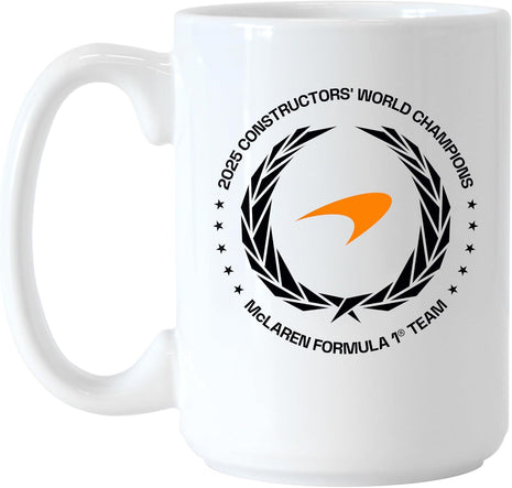 Logo Brands McLaren Formula 1 Team Constructors' Champions This Team 15 oz Sublimated Mug ・Straight Walls with Classic C-Shape Handle ・Durable Everyday Coffee Mug