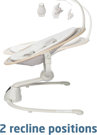 Maxi-Cosi Cassia Smart Baby Swing for Infants, Portable, Foldable Infant Swing with Music, 360 Rotation, 5 Speeds, 12 Melodies, EcoCare Fabric, Auto Motion Sensor, 2 Reclines, Classic Oat