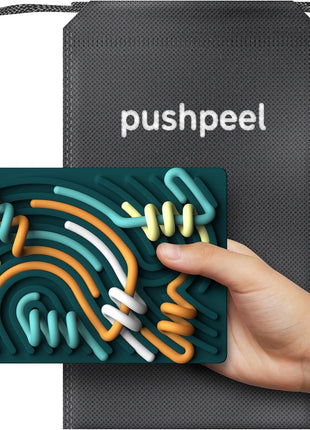 Pushpeel Sensory Activity Board: Silicone Fidget Toy for Calming, Stress, Anxiety, ADHD & Autism | Silent, No Mess | Kids 3+ & Adults | Includes Portable Travel Bag & 11 Strings