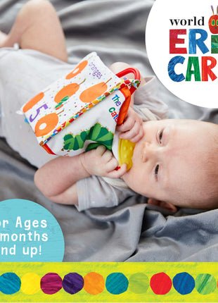 Let's Count Soft Book - World of Eric Carle the Very Hungry Caterpillar Baby on the Go Clip Teething Crinkle Soft Sensory Book for Babies, 5.25x5.25 Inch