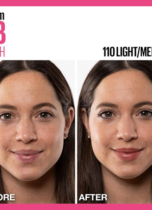 Maybelline Dream Fresh Skin Hydrating BB cream, 8-in-1 Skin Perfecting Beauty Balm with Broad Spectrum SPF 30, Sheer Tint Coverage, Oil-Free, Light/Medium, 1 Fl Oz