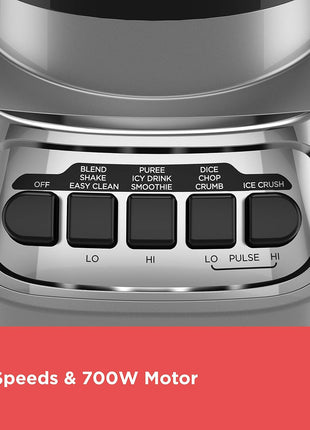 BLACK+DECKER PowerCrush Multi-Function Blender with 6-Cup Glass Jar, 4 Speed Settings, Silver