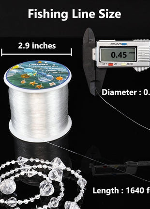 Fishing Wire, 1640 ft Clear Fishing Line, Strong Invisible String for Hanging Decorations, Balloons, Crafts, Jewelry Making, Beading, Bracelets and Necklaces