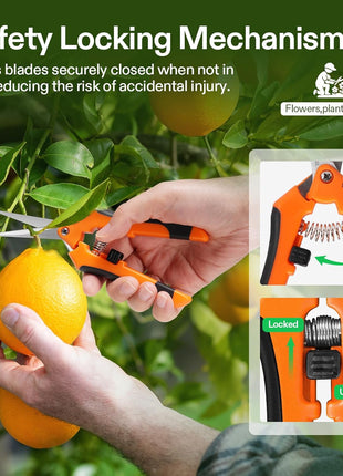 VIVOSUN 6.5 Inch Gardening Scissors Hand Pruner Pruning Shear with Straight Stainless Steel Blades Orange 1-Pack | Straight Precision Stainless Steel Blades, Comfort Ergonomic Grips, Ideal Snip for Deadheading, Trimming & Shaping Plants