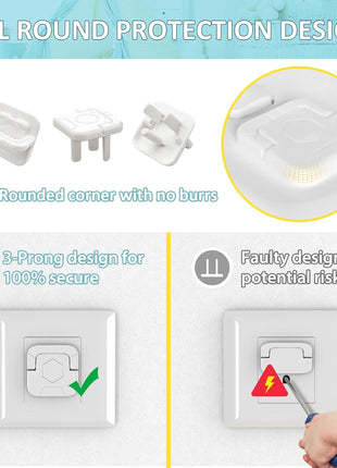 4our Kiddies Baby-Proof Outlet Covers(60 Pack) - Child Safety Electric Plug Protectors to Prevent Power Shock