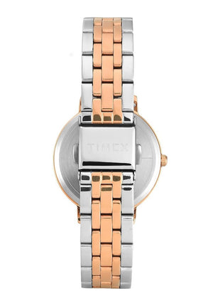 TIMEX Analog Watch for Women with Blue Round Dial & Two Tone Stainless Steel Bracelet Band Water Resistant Women's Wrist Watches - TWEL19110