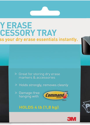 Post-it® Dry Erase Accessory Tray, Deftray, 8 5/8 inch x 3 1/8 inch x 2 15/16 inch, Black