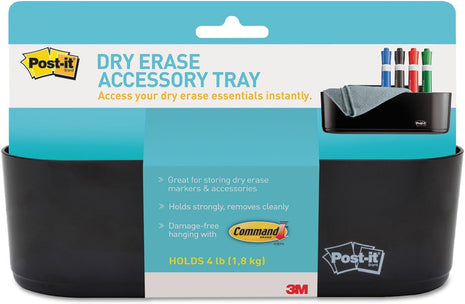 Post-it® Dry Erase Accessory Tray, Deftray, 8 5/8 inch x 3 1/8 inch x 2 15/16 inch, Black