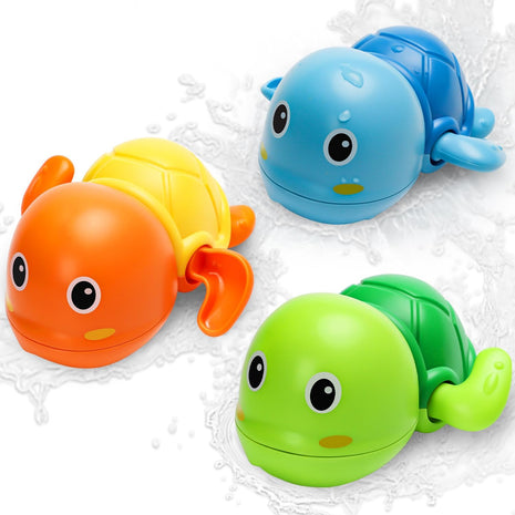 Bath Toys for Toddlers 1-3, Wind Up Swimming Turtle Baby Bath Toys, 3 Pack | Wind-Up Swimming, 3 Bright Colors, Non-Electric, Smooth Edges, for 1-3 Year Old Toddlers, Bathtub & Pool
