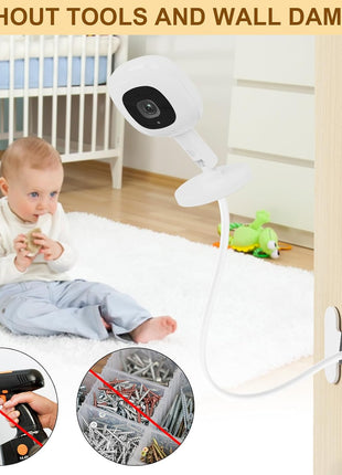 Baby Monitor Mount for Nanit Pro Smart Baby Monitor & Flex Stand, Also for Cameras with 1/4 Screw Stand, Flexible Clip Clamp Mount Adjustable Monitors Holder Without Tools or Wall Damage