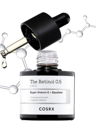 COSRX Retinol 0.5 Oil Serum 20ml Retinol 0.5 Oil Serum, Pure Retinol, Serum, Lotion, Vitamin E, Squalane, Pure Retinol, Real Retinol, Sensitive Skin, Human Application Test Completed, COSRX, Korean