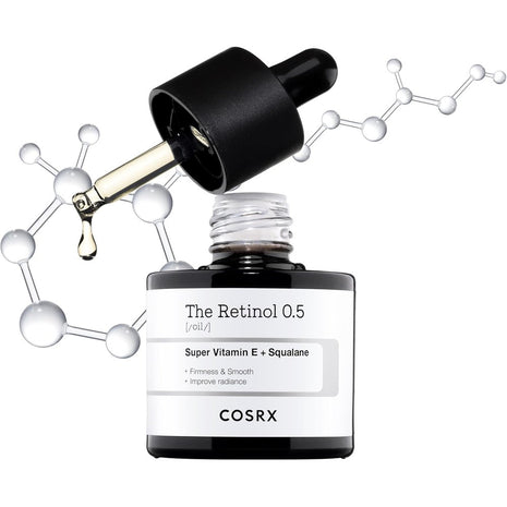 COSRX Retinol 0.5 Oil Serum 20ml Retinol 0.5 Oil Serum, Pure Retinol, Serum, Lotion, Vitamin E, Squalane, Pure Retinol, Real Retinol, Sensitive Skin, Human Application Test Completed, COSRX, Korean