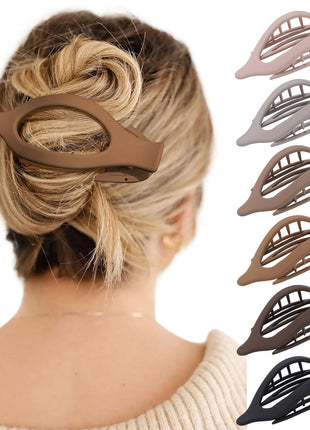 French Concord Hair Clips - 6Pcs Side Slide Volume Clips for Women Girls, Strong Hold No Slip Grip, Thick or Thin Hair (Matte Finish, L:4.6 IN, W:1.97IN)