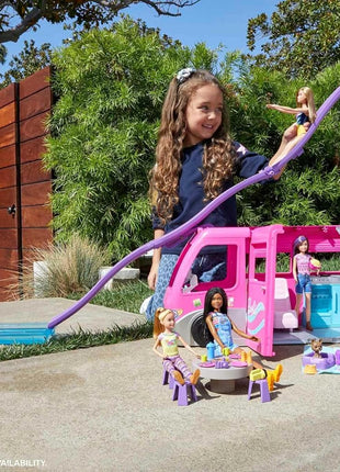 Barbie Camper, Doll Playset with 60 Accessories, 30-Inch-Slide and 7 Play Areas, Dream Camper (Amazon Exclusive)