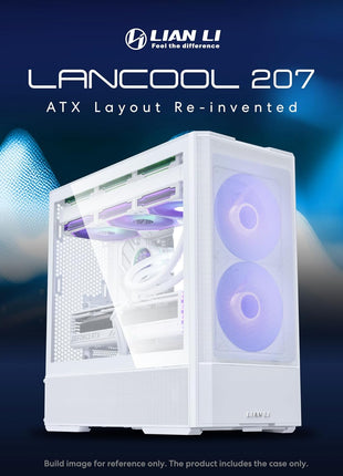 LIAN LI LANCOOL 207 Compact ATX RGB Gaming Computer Case, Airflow Optimized Mesh Panels Tower Chassis w/ 2x140mm ARGB,2x120mm PWM Fans Pre-Installed, USB Type-C Port, Tempered Glass Side Panel (White)
