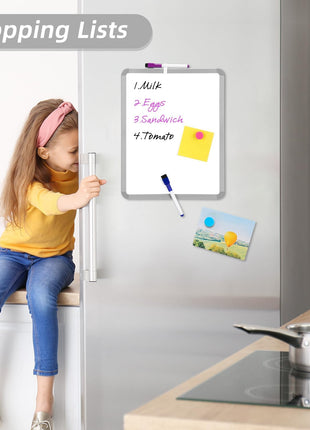 VUSIGN Small White Board Dry Erase, 14'' x 11'' Magnetic Dry Erase Board, Mini Whiteboard with Markers for Kids, Students, Fridge, Wall, Locker
