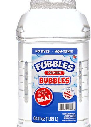 Little Kids Bubbles by Fubbles | Made in The USA | 64oz Non Toxic Bubble Solution | Refill Solution for Bubble Machines and Bubble Toys