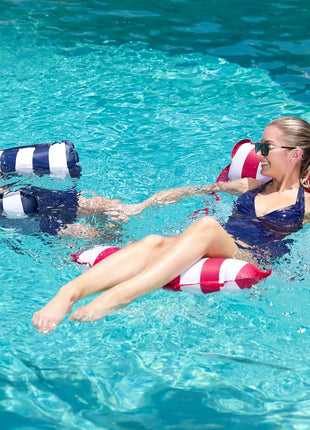 Aqua Original 4-in-1 Monterey Hammock Pool Float & Water Hammock ??Multi-Purpose, Inflatable Pool Floats for Adults ??Patented Thick, Non-Stick PVC Material ??Navy