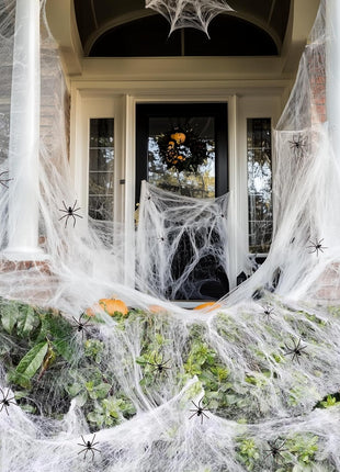 1000 sqft Spider Webs Halloween Decorations Bonus with 30 Fake Spiders, Super Stretch Cobwebs for Halloween Indoor and Outdoor Party Supplies