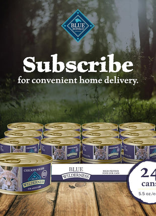Blue Buffalo Wilderness High-Protein & Grain-Free Wet Cat Food Paté for Adult Cats 7+,Made with Natural Ingredients,Chicken Recipe,3-oz. Cans,(Pack of 48)