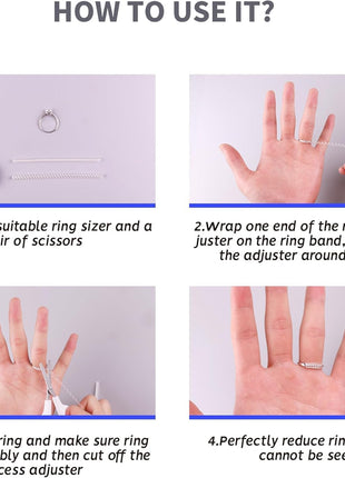 Ring Size Adjuster for Loose Rings,12 Pack-4 Sizes Invisible Transparent Silicone Guards Clip Jewelry Fitter Resizer,Fit Almost Any Ring for Women and Men
