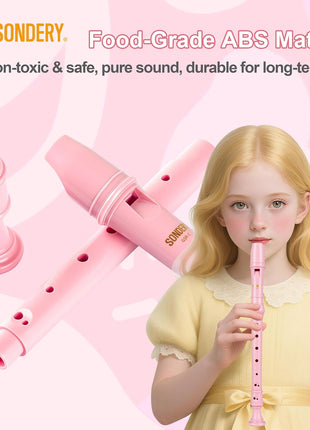 Sondery Soprano Recorder Instrument German Fingering Durable Beginner's Recorder Easy-to-Play Plastic Body Includes Fingering Chart Carry Pouch