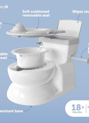Jool Baby Real Feel 2-in-1 Potty with Wipes Storage, Flushing Sounds & Disposable Liners - Realistic Toilet - Easy to Clean & Assemble (Gray)