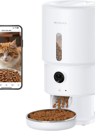 Automatic Cat Feeder with Camera - 5G WiFi Timed Cat Food Dispenser, 1080P HD Video with Night Vision, 1-15 Meals, 1-99 Portions, 2-Way Audio, Keeps Dry Food Fresh, 5L Auto Pet Feeder Also for Dogs