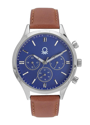 United Colors of Benetton Men Blue Round Brass Dial Analogue Watch- UWUCG0003