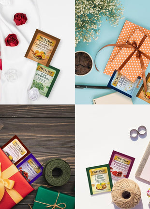 Twinings 48 Tea Bags Herbal Variety Pack – 12 Herbal Flavors with 20 Honey Sticks, Perfect Tea Gift Set for Any Occasion