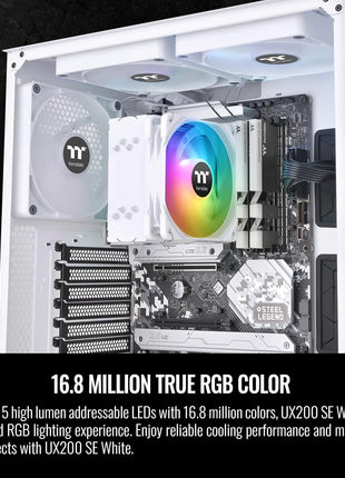 Thermaltake UX200 SE White 5V Motherboard ARGB Sync 16.8 Million Colors 15 Addressable LED Intel/AM5/AMD (LGA 1851/1700) Universal Socket Hydraulic Bearing 170W CPU Cooler CL-P116-AL12SW-A