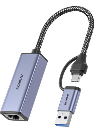 BENFEI USB 3.0 to Ethernet Adapter, USB C to RJ45 Gigabit LAN (1000Mbps) Network Adapter, Compatible with MacBook/Pro/Air, Surface Pro, Windows 11/10/8/7, Mac OS [Aluminium Shell&Nylon Cable]