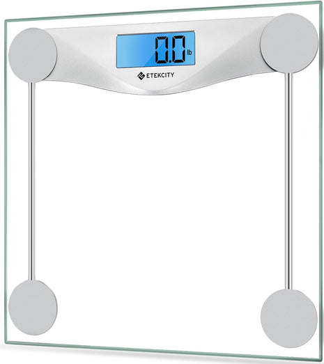 Etekcity Digital Body Weight Bathroom Scale, 6mm Tempered Glass, 400 lbs | Large Blue LCD Backlight Display, High Precision Measurements for Home Bathroom Use