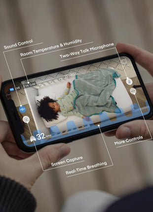 Miku Pro Smart Baby Monitor with Camera, Track Live Breathing with No Wearable, Real-Time Alerts, Sleep Analytics, 1080p Wi-Fi Video, Night Vision, and 2-Way Audio, Wall Mount & Floor Stand Included