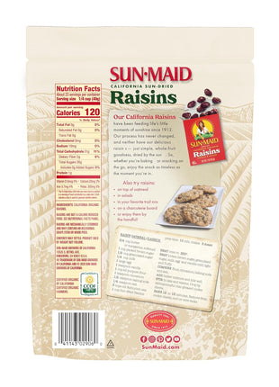 Sun-Maid Organic California Sun-Dried Raisins - 32 oz Resealable Bag - Organic Dried Fruit Snack for Lunches, Snacks, and Natural Sweeteners