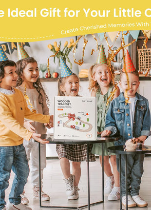 Tiny Land 39 Pcs Wooden Train Set for Toddler with Wooden Tracks | Compatible with Major Brands, Expandable, Changeable Train Toy for 3 4 5 Years Old Girls & Boys, Great Birthday Gift
