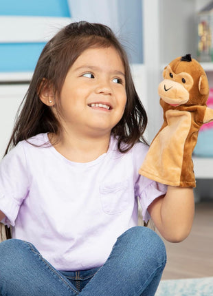 Melissa & Doug Safari Buddies Hand Puppets, Set of 6 (Elephant, Tiger, Parrot, Giraffe, Monkey, Zebra) Soft, Plush Puppet, Stuffed Animals, Pretend Play Toddler Toys for Girls & Boys 2+