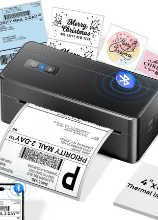 Bluetooth Thermal Shipping Label Printer, 4x6 Thermal Label Printer for Small Business, 2410BT Wireless Label Printers Compatible with iOS Android & PC, Widely Used for USPS, Tiktok
