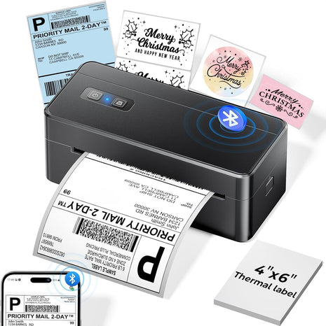 Bluetooth Thermal Shipping Label Printer, 4x6 Thermal Label Printer for Small Business, 2410BT Wireless Label Printers Compatible with iOS Android & PC, Widely Used for USPS, Tiktok