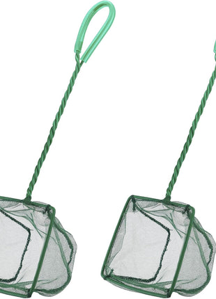 Pawfly Aquarium Fish Net with Braided Metal Handle Square Net with Soft Fine Mesh Sludge Food Residue Wastes Skimming Cleaning Net for Fish Tanks Small Koi Ponds and Pools