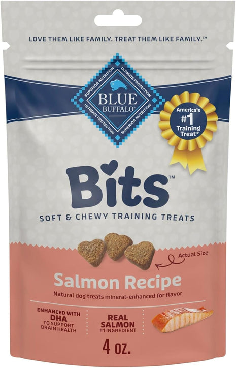 Blue Buffalo Bits Soft Dog Treats for Training, Made with Natural Ingredients & Enhanced with DHA, Salmon Recipe, 4-oz Bag (Pack of 6)