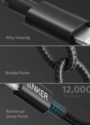 Anker New Nylon USB C to Lightning Cable, Apple MFi Certified for iPhone 14 Series, and More (6FT, Black)