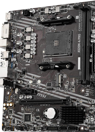 MSI A520M-A PRO Gaming Motherboard (AMD Ryzen 5000, AM4, DDR4, PCIe 3.0, SATA 6Gb/s, M.2, USB 3.2 Gen 1, DVI/HDMI, Micro-ATX)