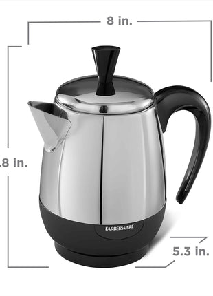 Farberware 12-Cup Stainless Steel Coffee Percolator, Automatic Keep Warm