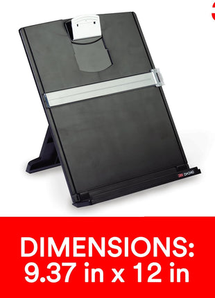 3M Desktop Document Holder Copy Holder, Adjustable Clip Holds Portrait and Landscape Documents for Easy Viewing, Bottom Ledge Has Lip to Keep up to 150 Sheets Securely in Place, Black (DH340MB)